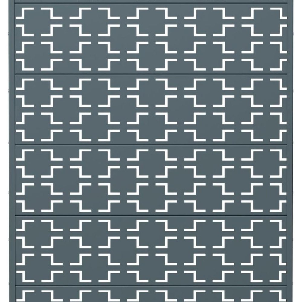 72" Gray Geometric Steel Six Panel Outdoor Privacy Screen HomeRoots