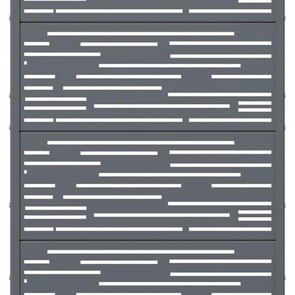 60" Gray Striped Steel Six Panel Outdoor Privacy Screen HomeRoots