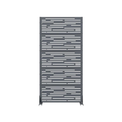 60" Gray Striped Steel Six Panel Outdoor Privacy Screen HomeRoots