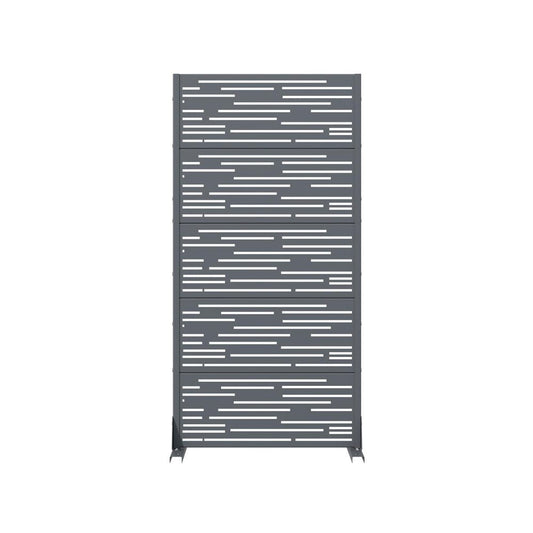 60" Gray Striped Steel Six Panel Outdoor Privacy Screen