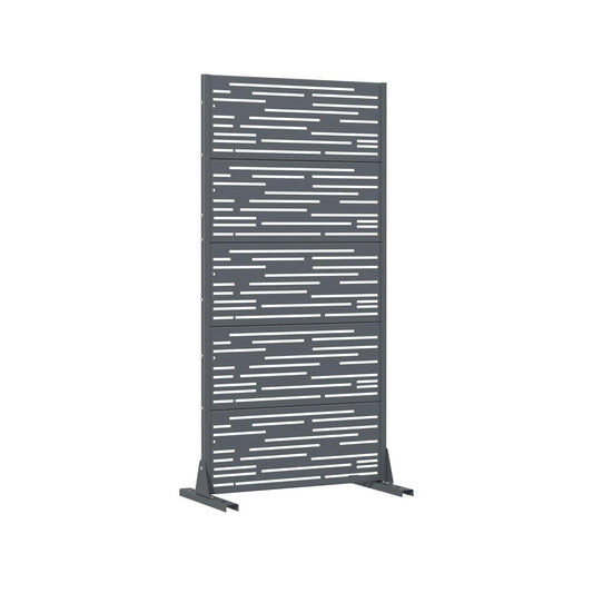 60" Gray Striped Steel Six Panel Outdoor Privacy Screen