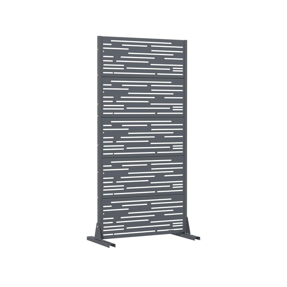 60" Gray Striped Steel Six Panel Outdoor Privacy Screen HomeRoots