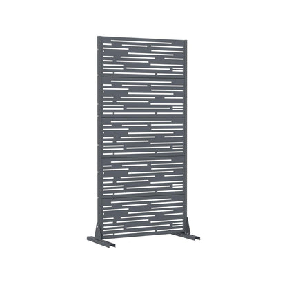 60" Gray Striped Steel Six Panel Outdoor Privacy Screen HomeRoots