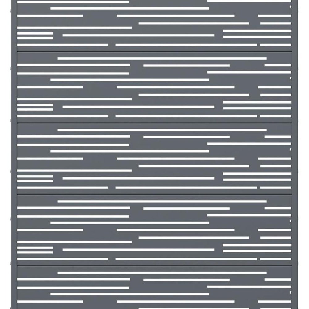 72" Gray Striped Steel Six Panel Outdoor Privacy Screen — view 4