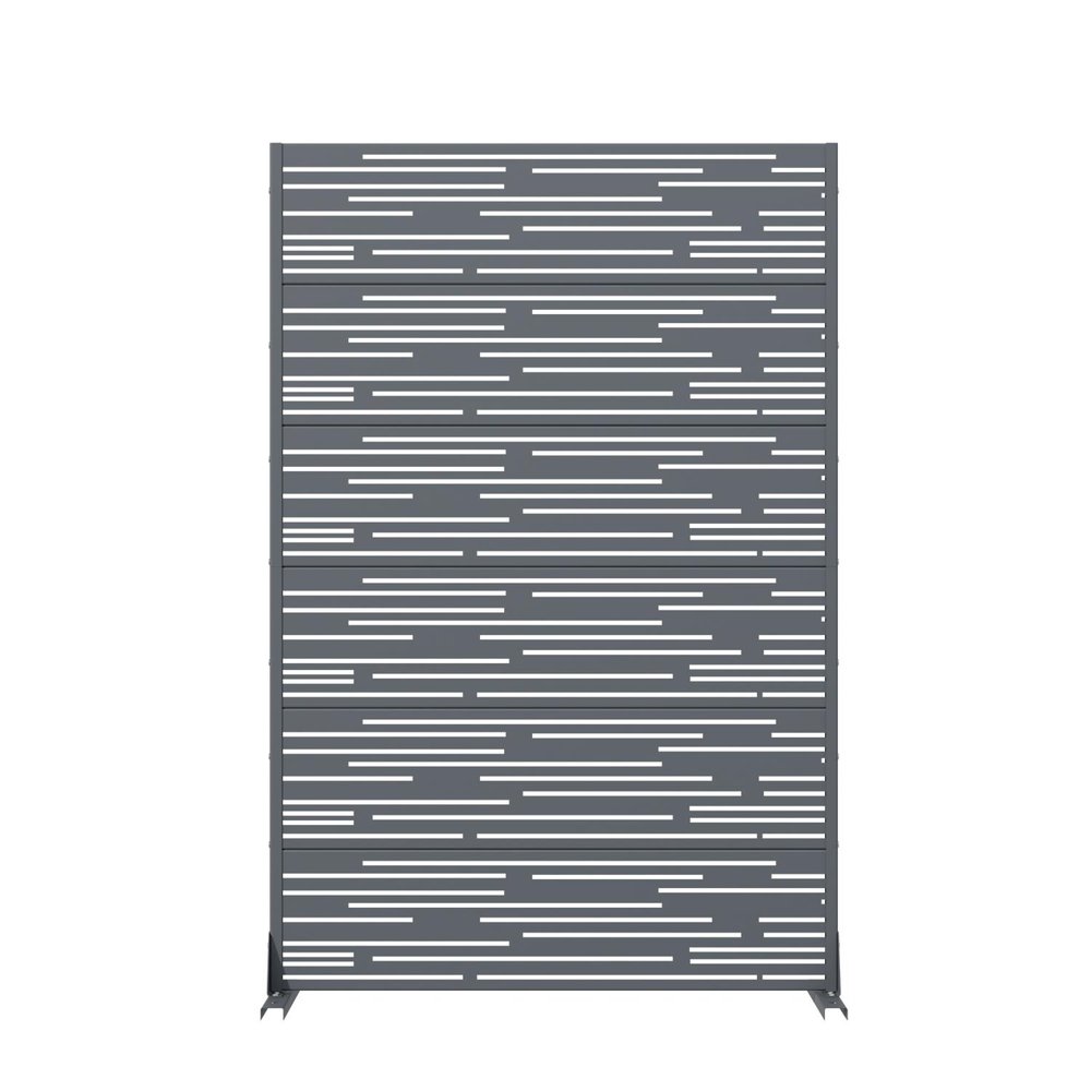 72" Gray Striped Steel Six Panel Outdoor Privacy Screen — view 1