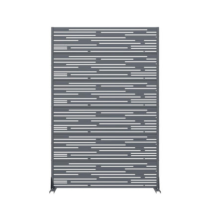72" Gray Striped Steel Six Panel Outdoor Privacy Screen HomeRoots
