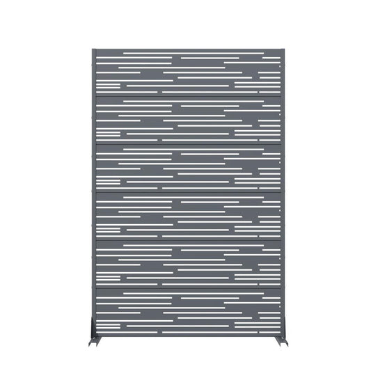 72" Gray Striped Steel Six Panel Outdoor Privacy Screen