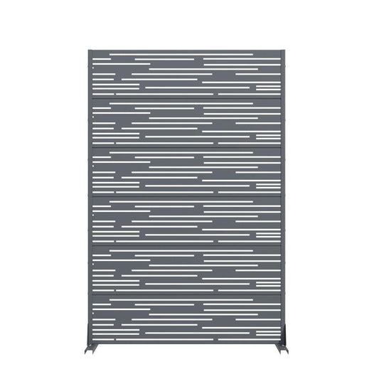 72" Gray Striped Steel Six Panel Outdoor Privacy Screen