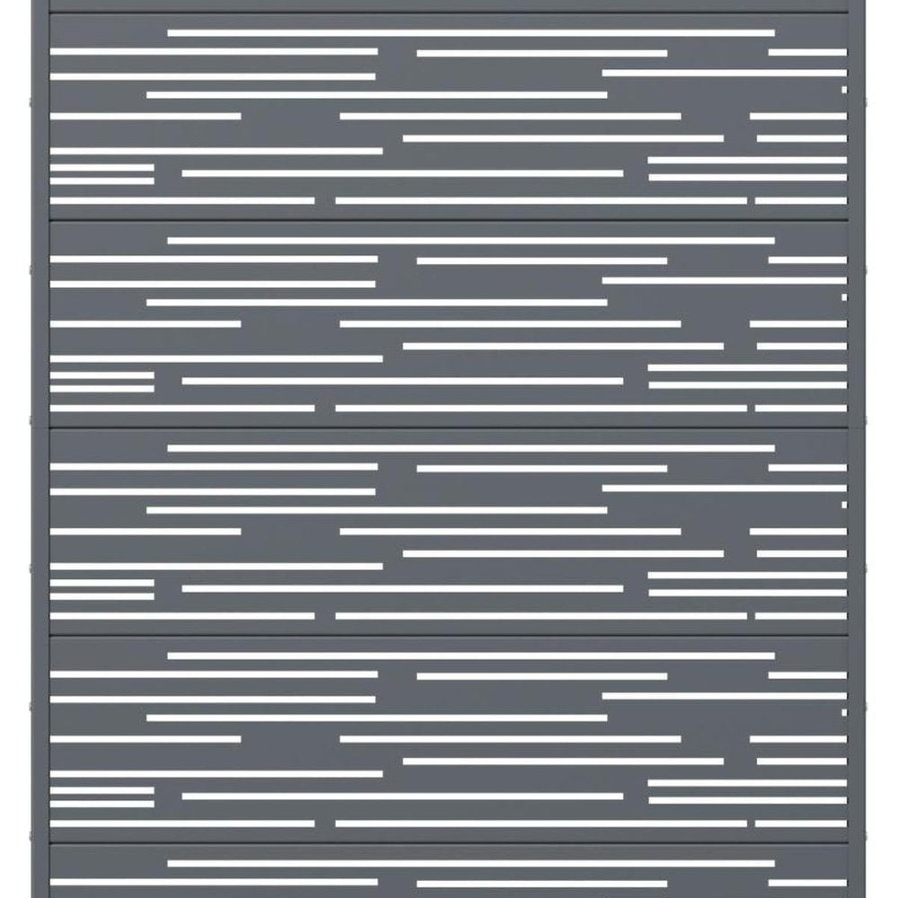 72" Gray Striped Steel Six Panel Outdoor Privacy Screen HomeRoots