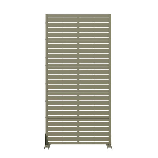 60" Gray Striped Steel Five Panel Outdoor Privacy Screen