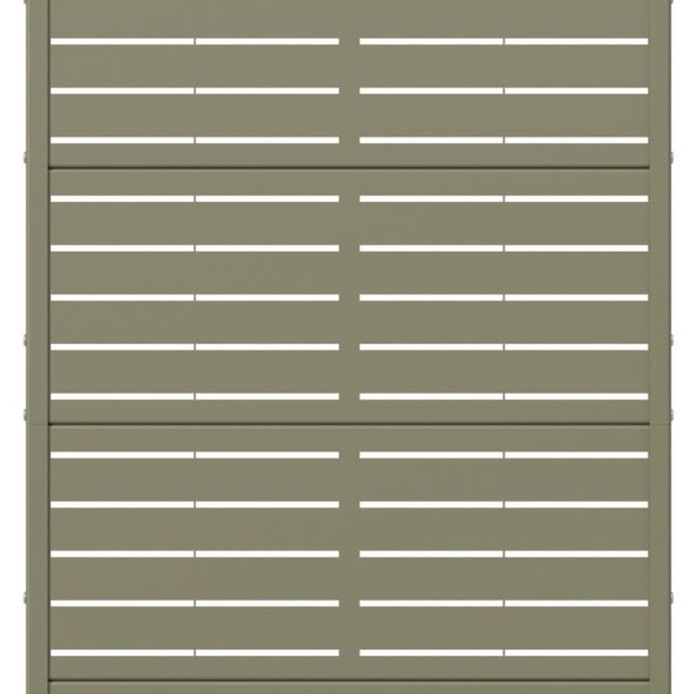 60" Gray Striped Steel Five Panel Outdoor Privacy Screen — view 2