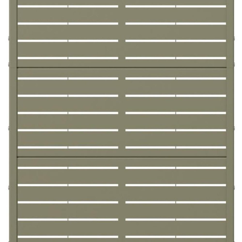 60" Gray Striped Steel Five Panel Outdoor Privacy Screen — view 3