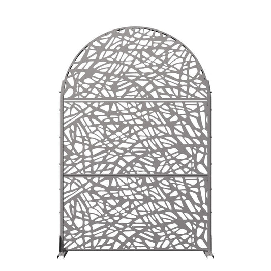 72" Gray Abstract Steel Outdoor Privacy Screen