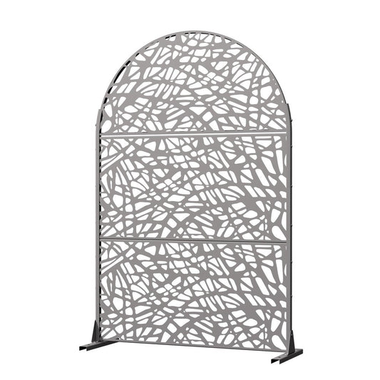 72" Gray Abstract Steel Outdoor Privacy Screen