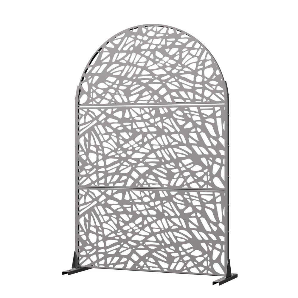 72" Gray Abstract Steel Outdoor Privacy Screen — view 2