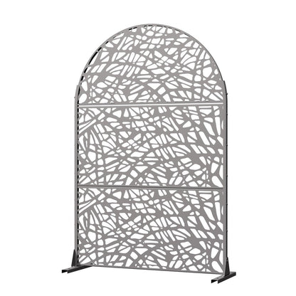 72" Gray Abstract Steel Outdoor Privacy Screen HomeRoots