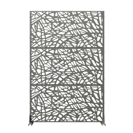 72" Gray Abstract Steel Outdoor Privacy Screen
