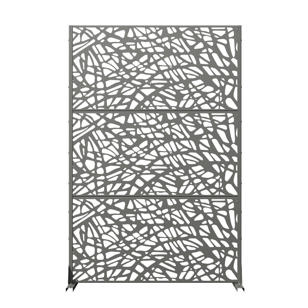 72" Gray Abstract Steel Outdoor Privacy Screen