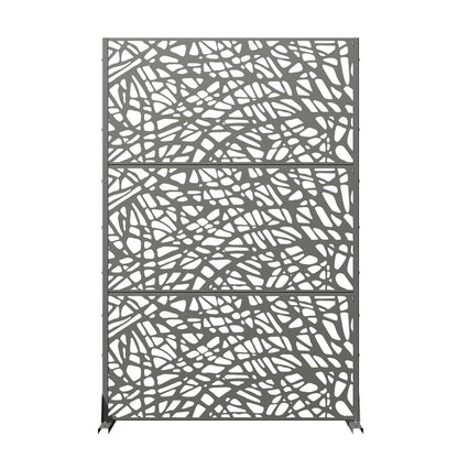 72" Gray Abstract Steel Outdoor Privacy Screen