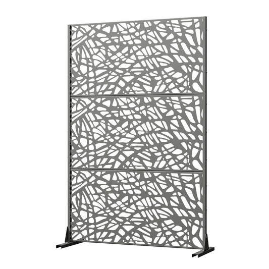 72" Gray Abstract Steel Outdoor Privacy Screen