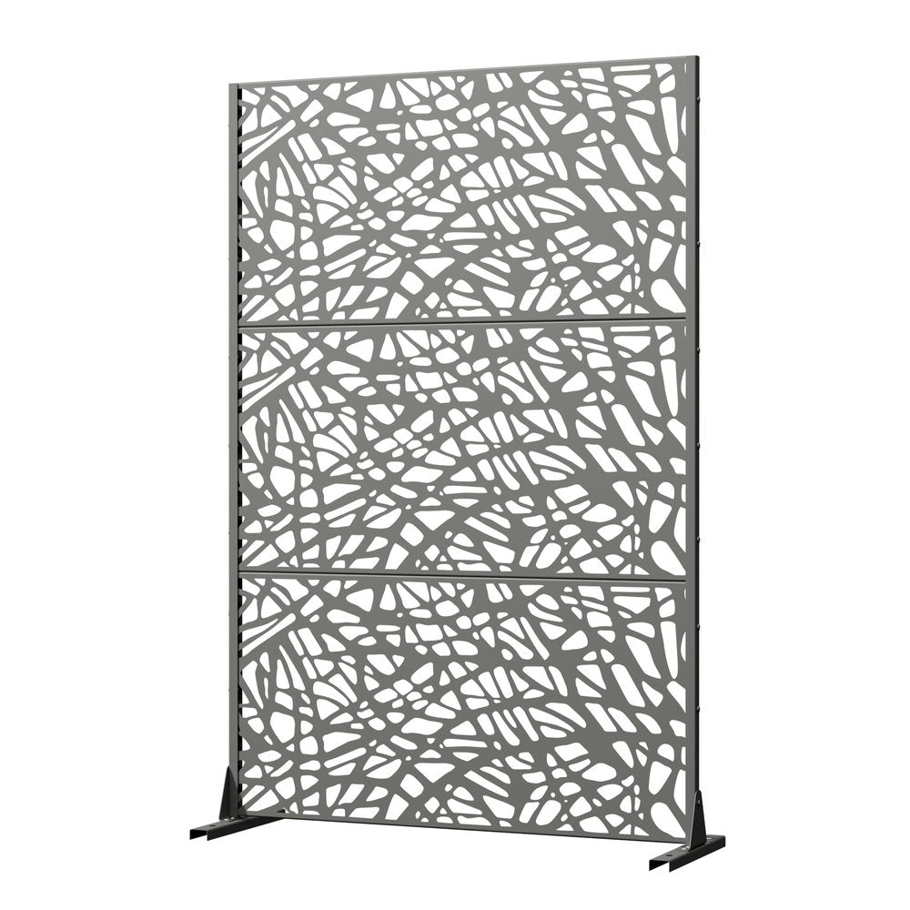 72" Gray Abstract Steel Outdoor Privacy Screen HomeRoots