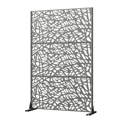 72" Gray Abstract Steel Outdoor Privacy Screen