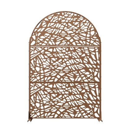 72" Brown Abstract Steel Outdoor Privacy Screen HomeRoots