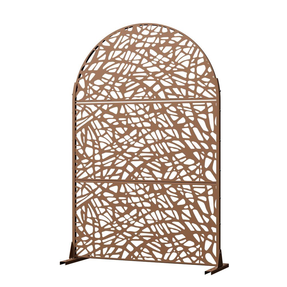 72" Brown Abstract Steel Outdoor Privacy Screen HomeRoots