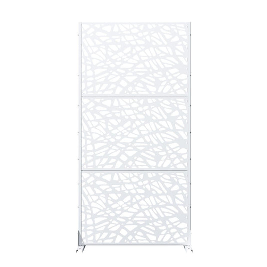 72" White Abstract Steel Outdoor Privacy Screen