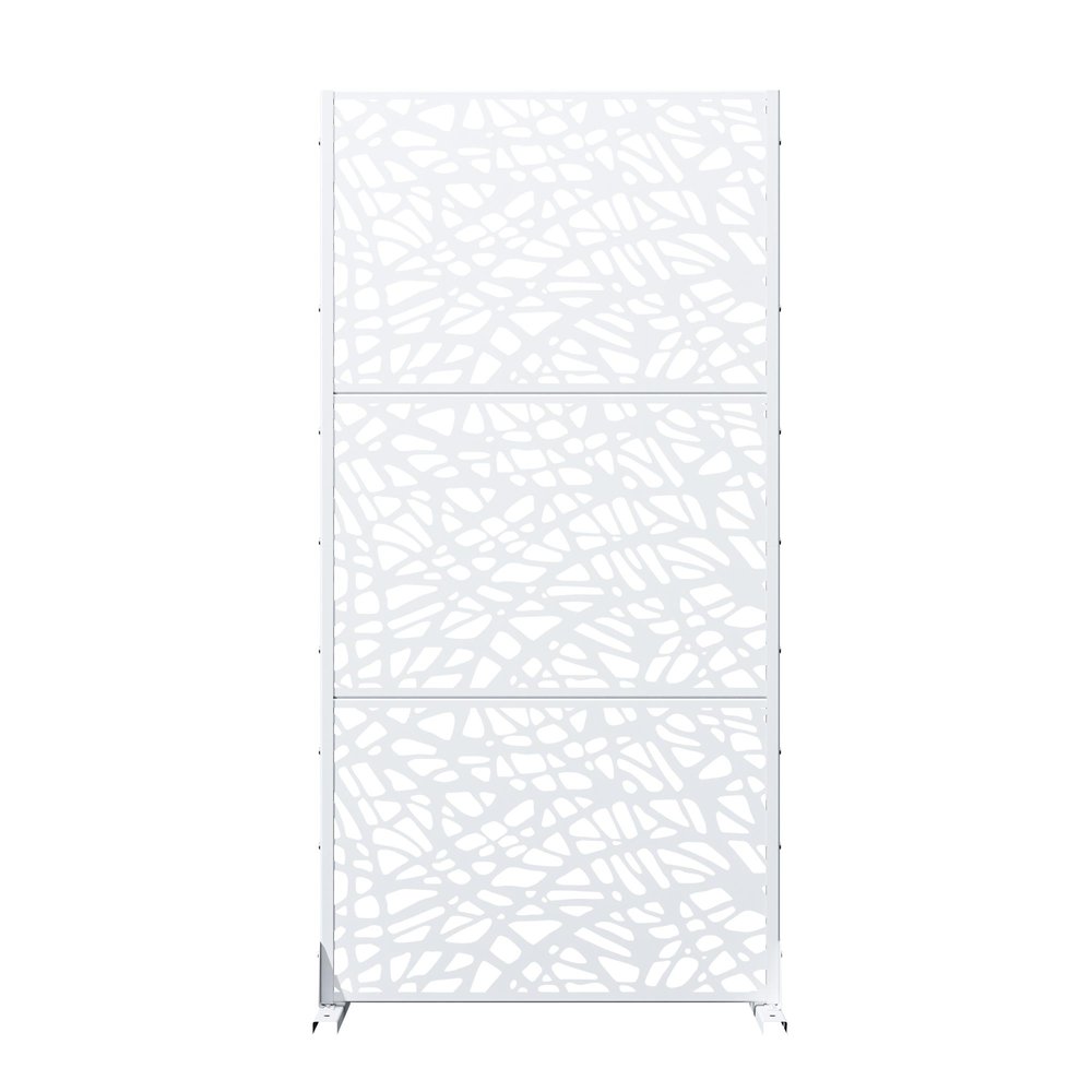 72" White Abstract Steel Outdoor Privacy Screen HomeRoots