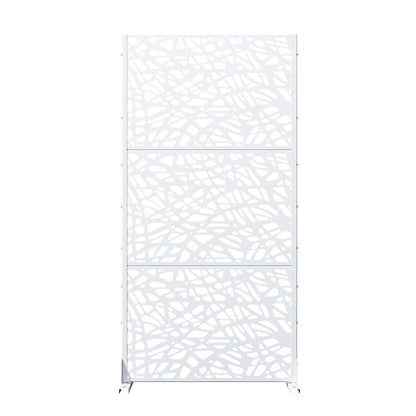 72" White Abstract Steel Outdoor Privacy Screen HomeRoots