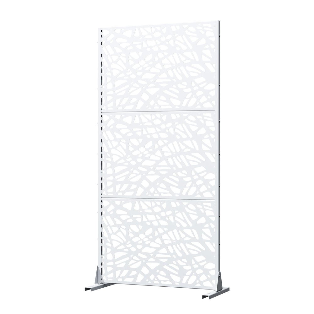 72" White Abstract Steel Outdoor Privacy Screen — view 2