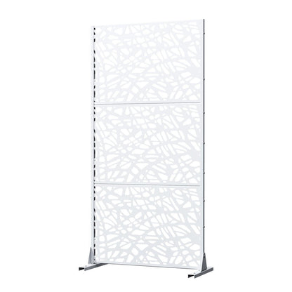 72" White Abstract Steel Outdoor Privacy Screen HomeRoots