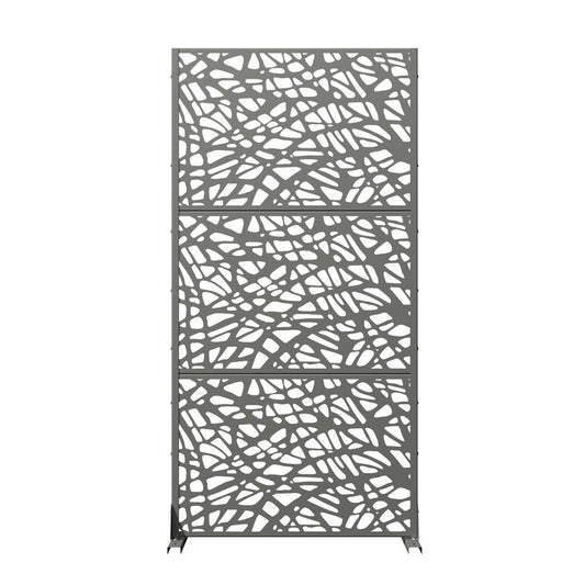 72" Gray Abstract Steel Outdoor Privacy Screen