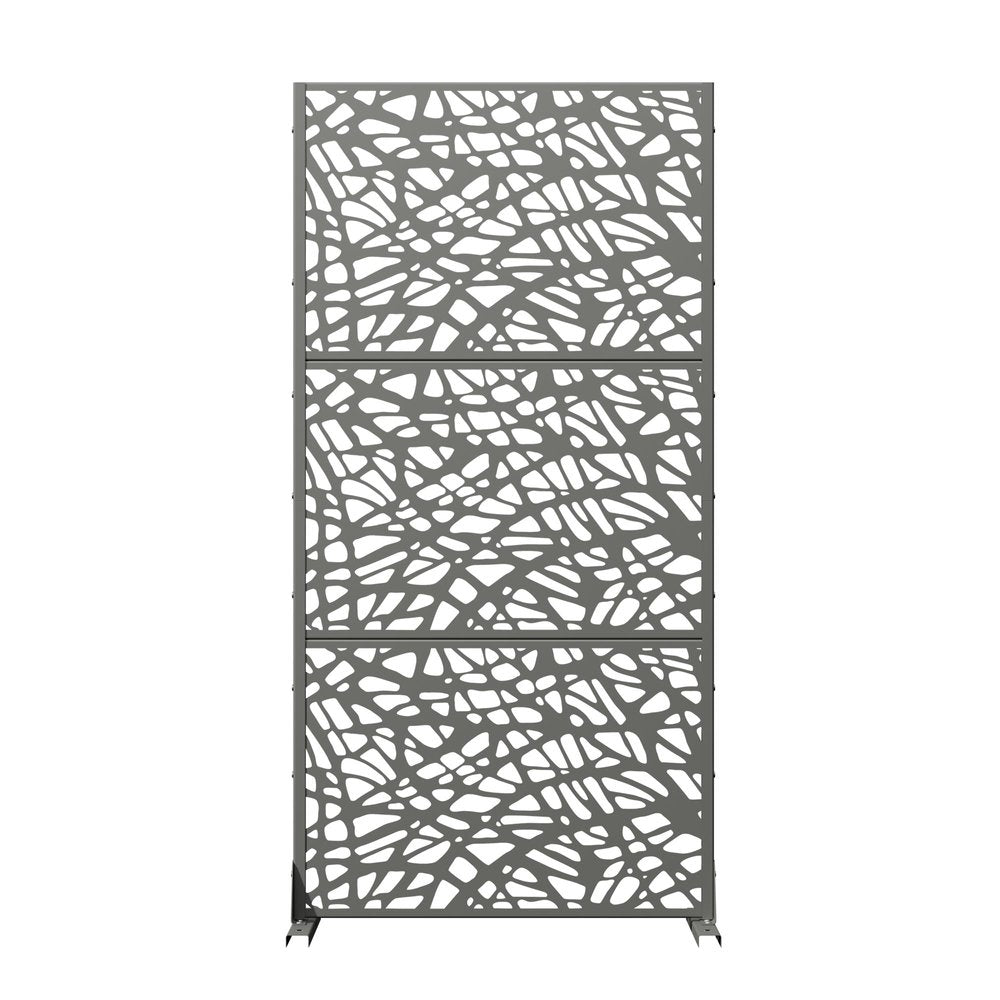 72" Gray Abstract Steel Outdoor Privacy Screen HomeRoots