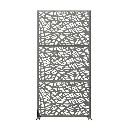 72" Gray Abstract Steel Outdoor Privacy Screen HomeRoots
