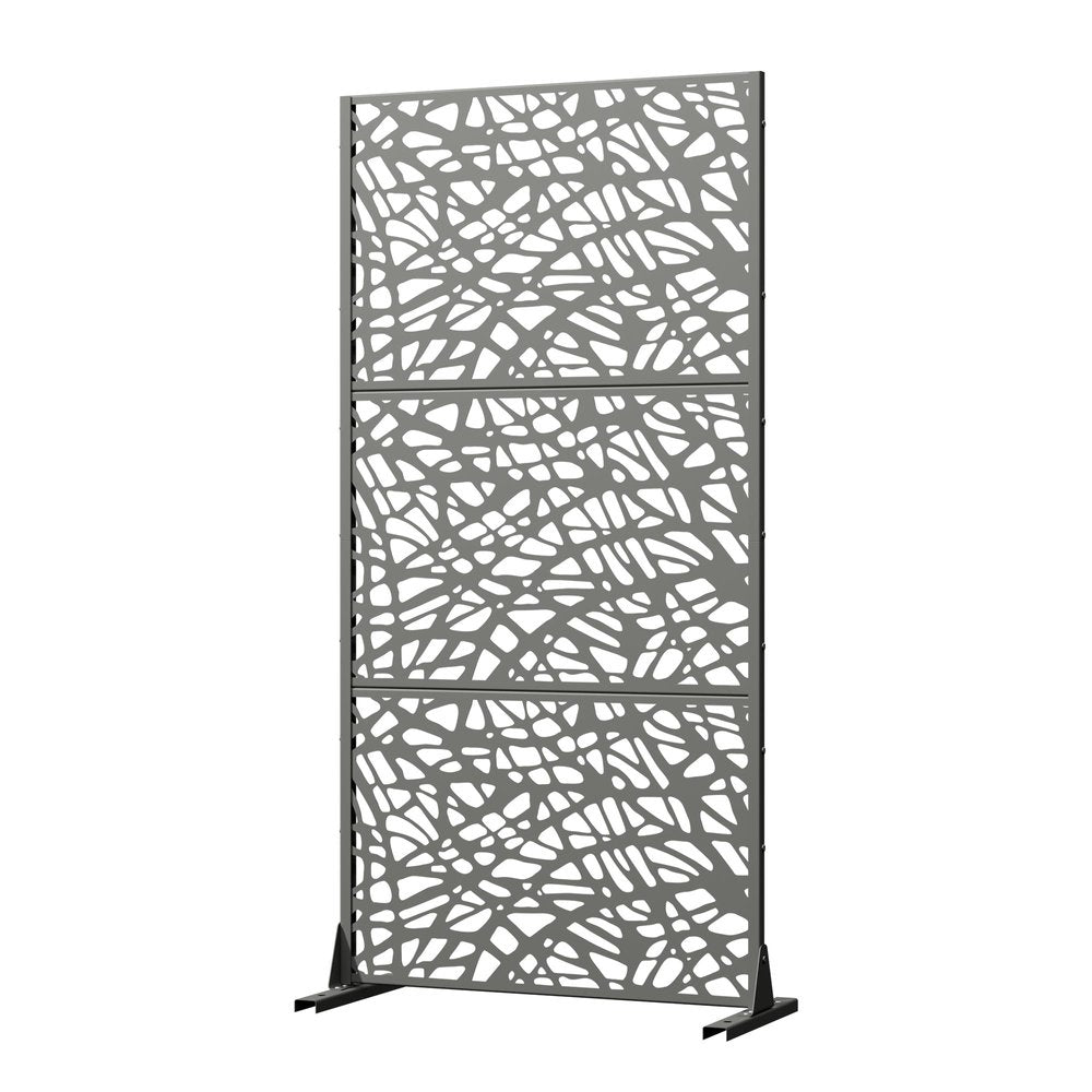 72" Gray Abstract Steel Outdoor Privacy Screen — view 2