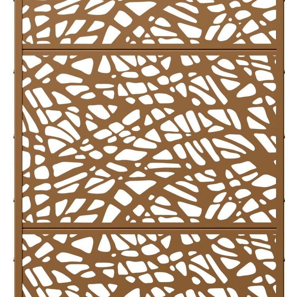 72" Brown Abstract Steel Outdoor Privacy Screen — view 4