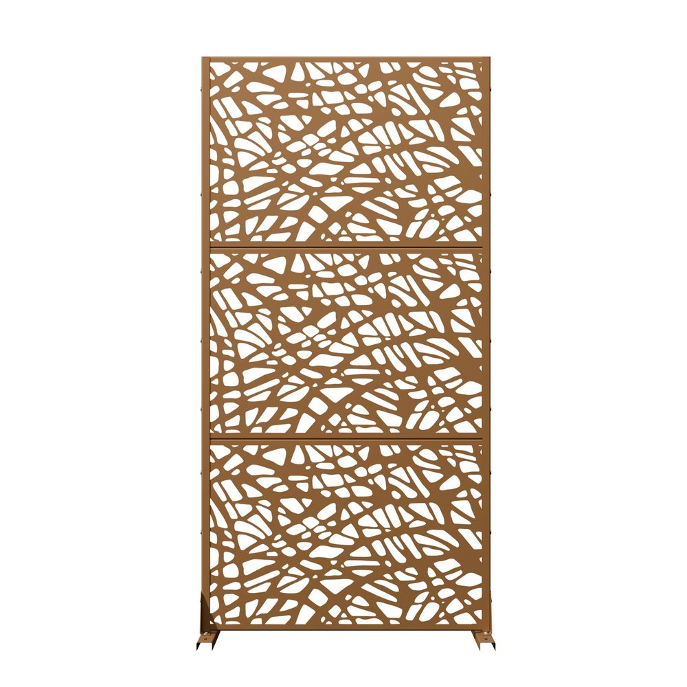 72" Brown Abstract Steel Outdoor Privacy Screen HomeRoots