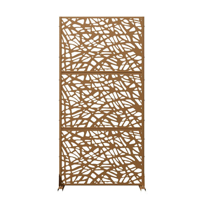 72" Brown Abstract Steel Outdoor Privacy Screen HomeRoots
