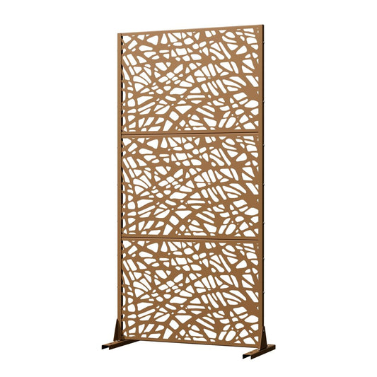 72" Brown Abstract Steel Outdoor Privacy Screen