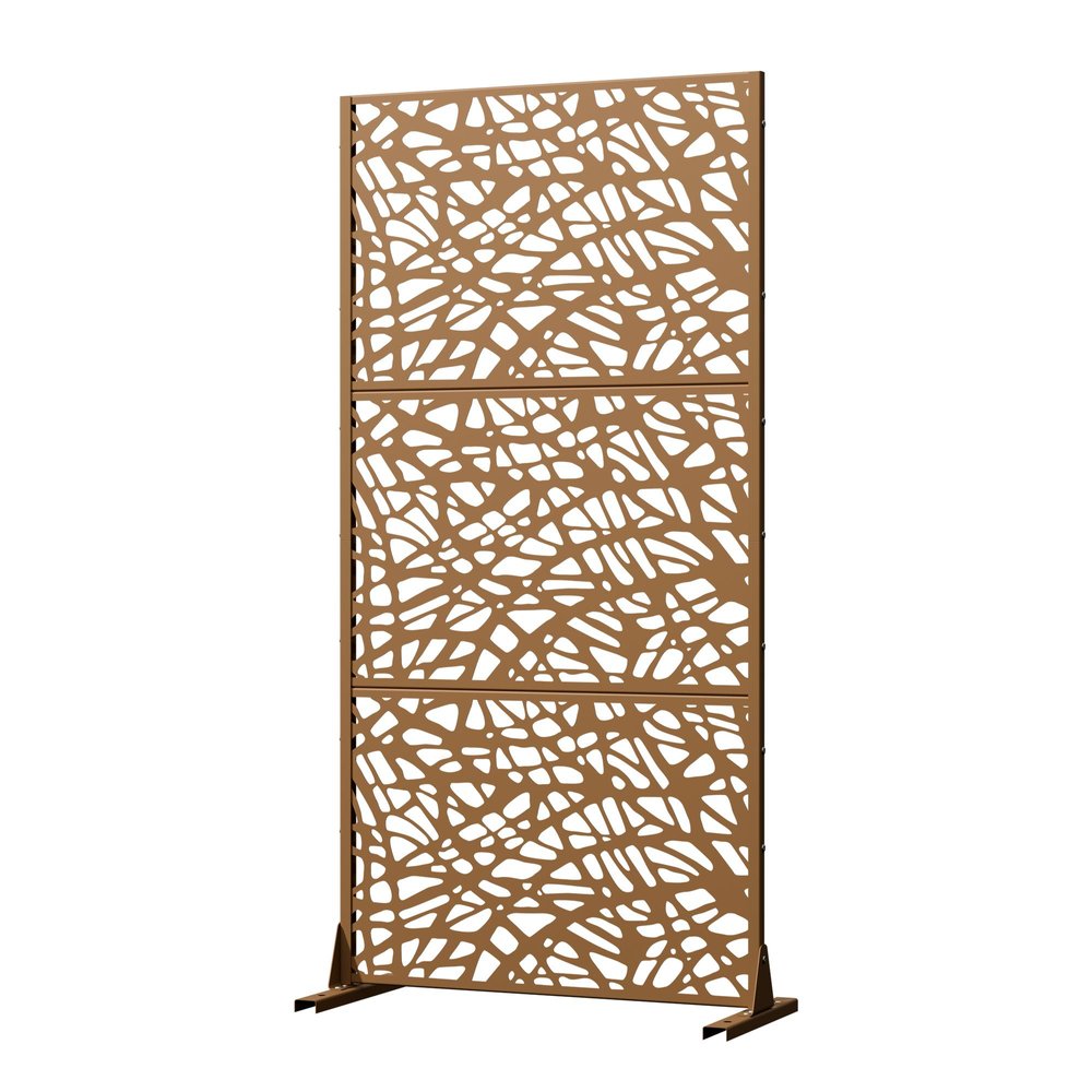 72" Brown Abstract Steel Outdoor Privacy Screen — view 2