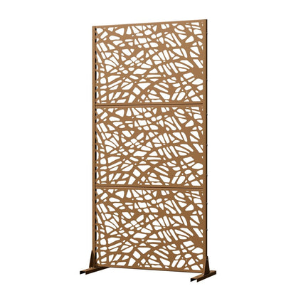 72" Brown Abstract Steel Outdoor Privacy Screen HomeRoots