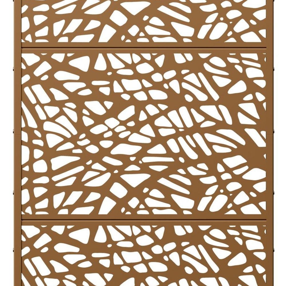 72" Brown Abstract Steel Outdoor Privacy Screen — view 3