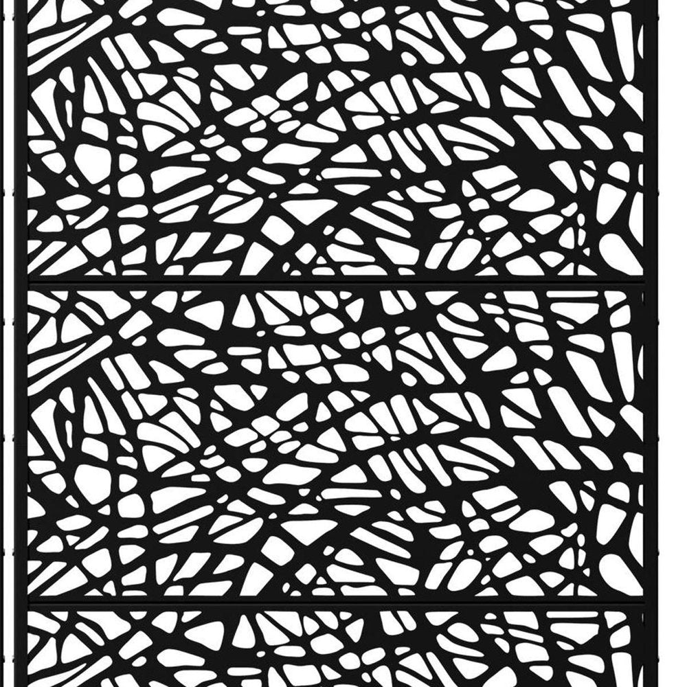 Set Of Two Black Abstract Steel Two Panel Outdoor Privacy Screen