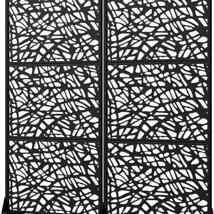 Set Of Two Black Abstract Steel Two Panel Outdoor Privacy Screen