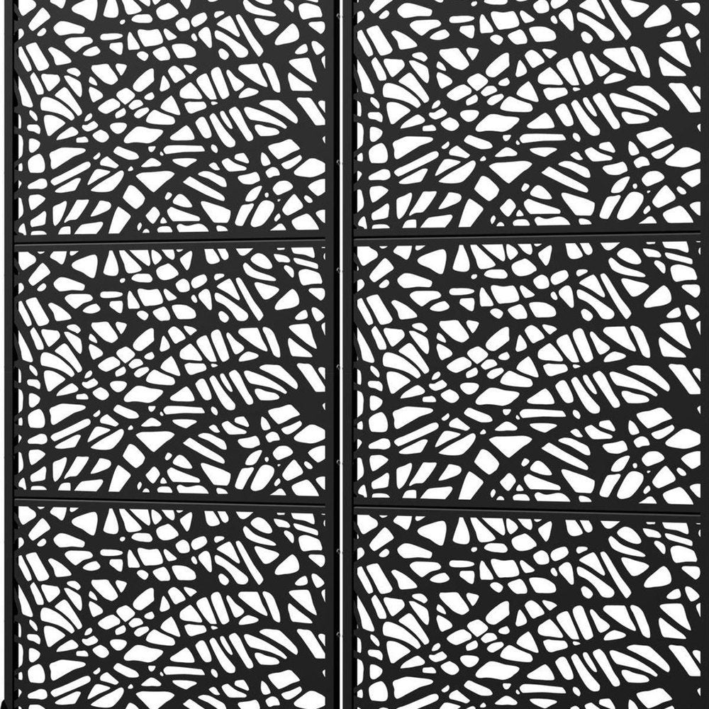 Set Of Two Black Abstract Steel Two Panel Outdoor Privacy Screen