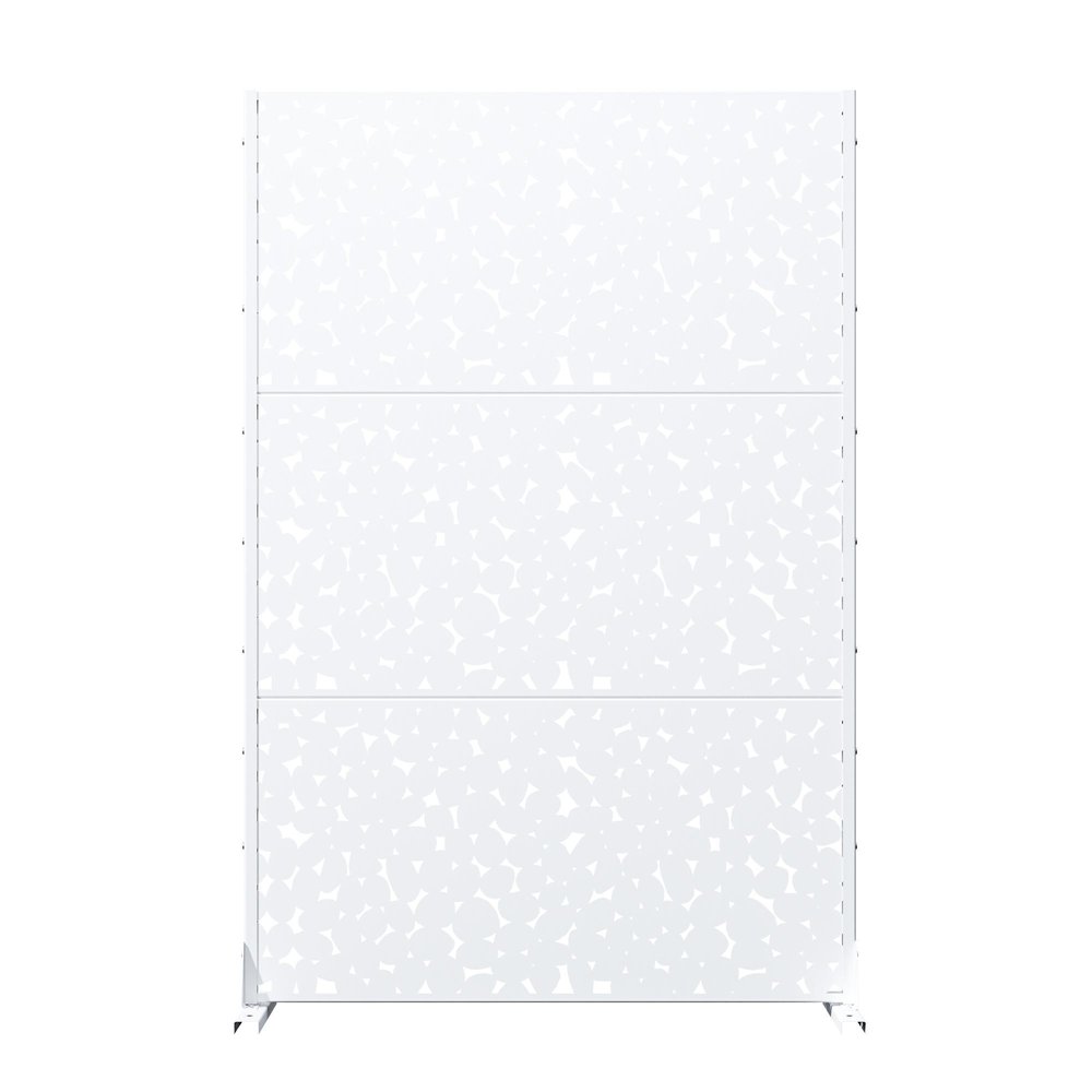 72" White Abstract Steel Outdoor Privacy Screen — view 1