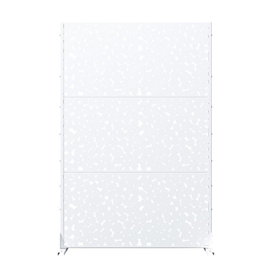 72" White Abstract Steel Outdoor Privacy Screen