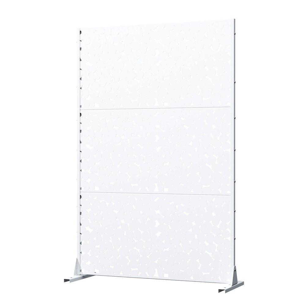 72" White Abstract Steel Outdoor Privacy Screen — view 2